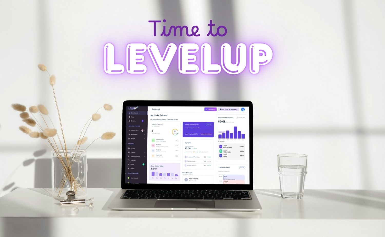 LevelUp SaaS - All-in-One Personal Finance, Productivity & Project Management Suite